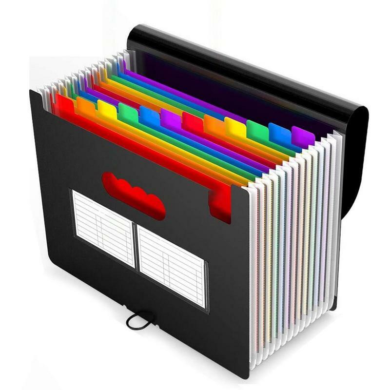 Carpeta de archivos de acordeón, organizador de archivos en expansión, caja de archivo portátil de papel colorido, facturas, recibos, soporte para documentos, 12 bolsillos