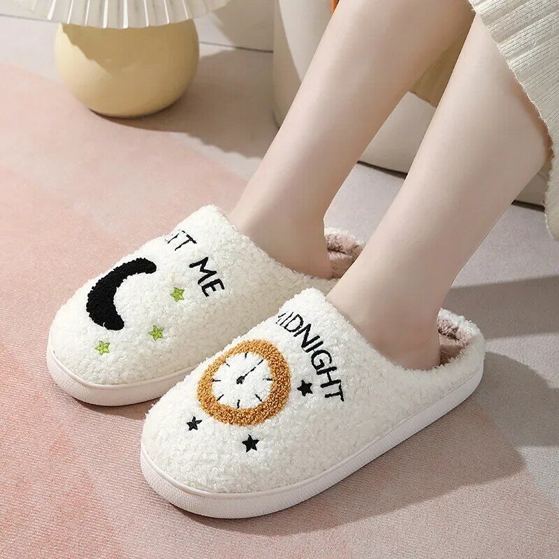 Women and Men Indoor Slippers Autumn and Winter New Warm Furry Couple Indoor Non-Slip Slipper Cartoon House Slippers Funny Shoes