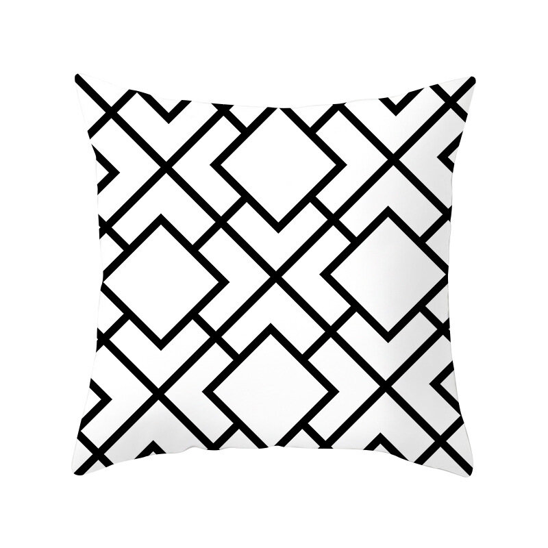 Funda de cojín con patrón geométrico en blanco y negro, 45x45, decoración para sala de estar, funda de almohada cuadrada
