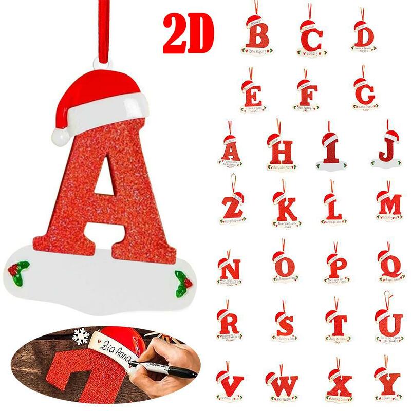 Christmas Tree Acrylic Letter Pendant, DIY Xmas Ornament, Home Decor, Feriado, Ano Novo, 26 letras, 2023