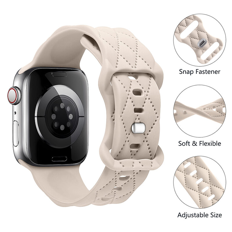 Correa de silicona para Apple Watch, pulsera trenzada para iwatch Series 8, 9, SE, 7, 6, 5, 4, 3 Ultra, 42mm, 44mm, 45mm, 41mm, 49mm, 40mm