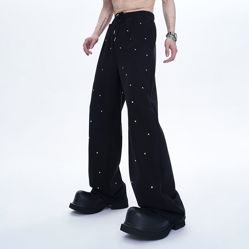 FEWQ Star Design Men's Casual Pants Summer New Pants Loose Drawstring Men Sweatpants Streetwear Fashion Trend 24X9093