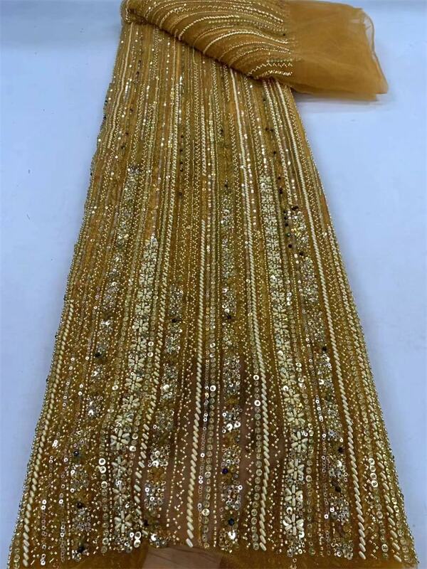 Африканская кружевная ткань 2024 блесток вышивка бисером нигерийский Свадебный костюм жениха Высокое качество Французский Тюль кружевная ткань для свадьбы