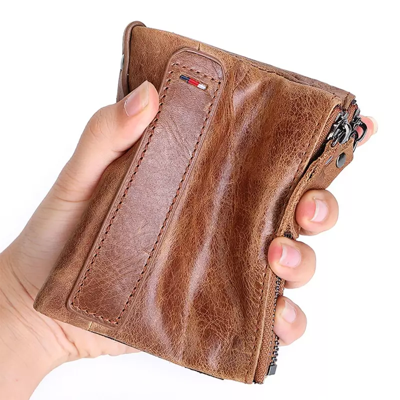2020 nuovo portafoglio da uomo in vera pelle di vacchetta portamonete corto portafogli Vintage piccoli porta Designer di alta qualità di marca