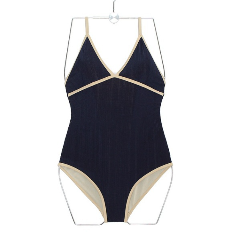 2024 solid color small fresh one-piece swimsuit leisure sports ins multicolor swimsuit bikini
