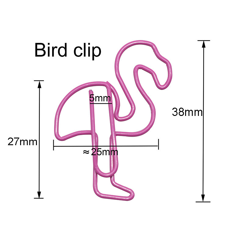 Trombone Flamingo à Longue Queue en Métal, Fournitures de Bureau, Épingle de Dossier, Pinces de Bricolage pour Étudiant, Signets en Métal