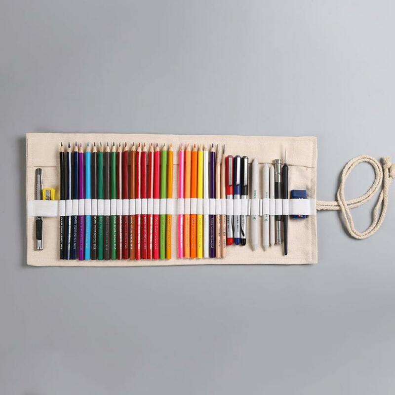 Organizador de lona 12/24/36/48/72 buracos cor lápis esboçar papelaria caixa material escolar