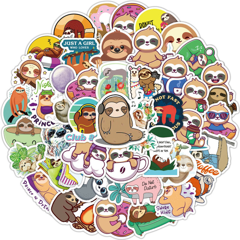 50 Stuks Cartoon Luiaard Serie Graffiti Stickers Geschikt Voor Laptop Helmen Desktop Decoratie Diy Stickers Speelgoed Groothandel