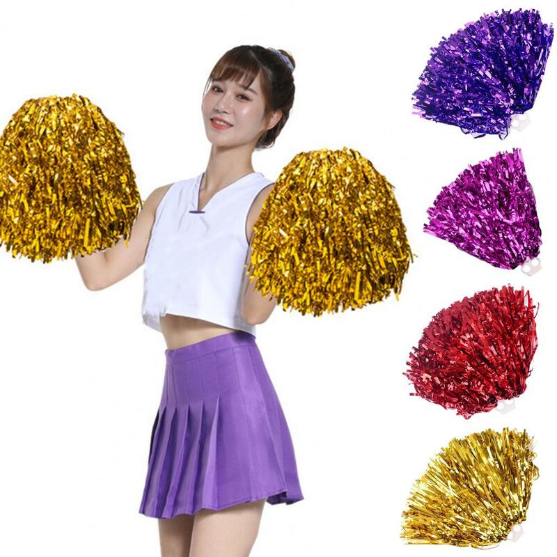 Dance Pompoms Straight Shank Type Fluffy PET Double Pass Cheerleader Hand Flower Ball Decoration Pom Poms Cheerleader