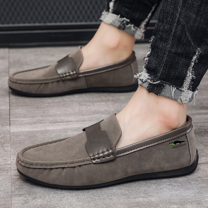 Mocassins respiráveis confortáveis para homens, sapatos clássicos, sapatos de crocodilo, plus size 38-45