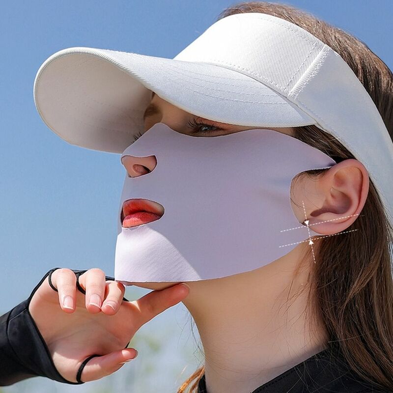UV Protection For Men Hiking Solid Color Summer Silk Scarf Ice Silk Face Scarf Sunscreen Mask Anti-uv Face Cover Sunscreen Veil