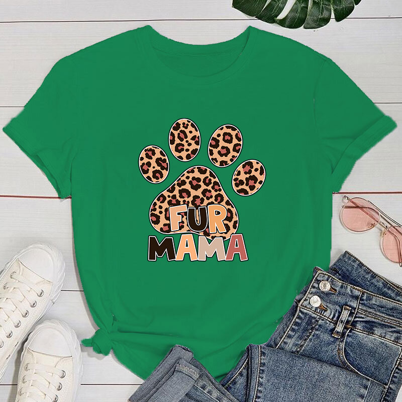 Mother's Day T shirt New Fur Mama Printing T Shirts Fashion Short Sleeve T Shirt Summer Casual Loose T-Shirt