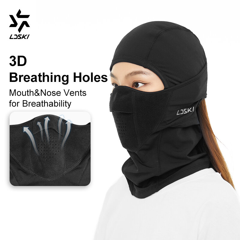 LDSKI masker wajah Balaclava untuk pria wanita, topi Liner helm penutup Leher penuh tahan angin dengan tudung salju musim dingin bersirkulasi 3D untuk pria dan wanita