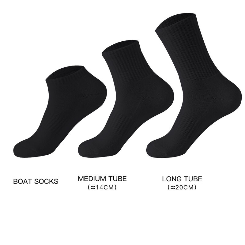 5 Pairs 100% Cotton Men's Socks Soft Breathable Cotton Black White Tube Socks Four Season Anti-Odor Campaign Boat Socks