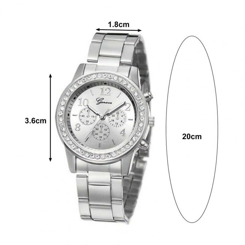 1 Set Horloge Sieraden Set Horloge Oorbellen Armband Ketting Ring Strass Decor Quartz Horloge Verjaardag Cadeau Roestvrij Zonder Doos