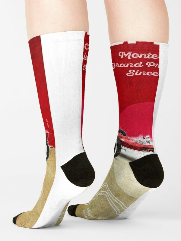 Calcetines Vintage Monaco Racetrack para hombre y mujer, medias deportivas divertidas, de lujo, transparentes