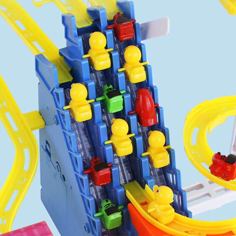 Cerdito automático de tres escaleras con múltiples pistas, escaleras de escalada, tobogán luminoso Musical, pista eléctrica, juguetes de rompecabezas para niños