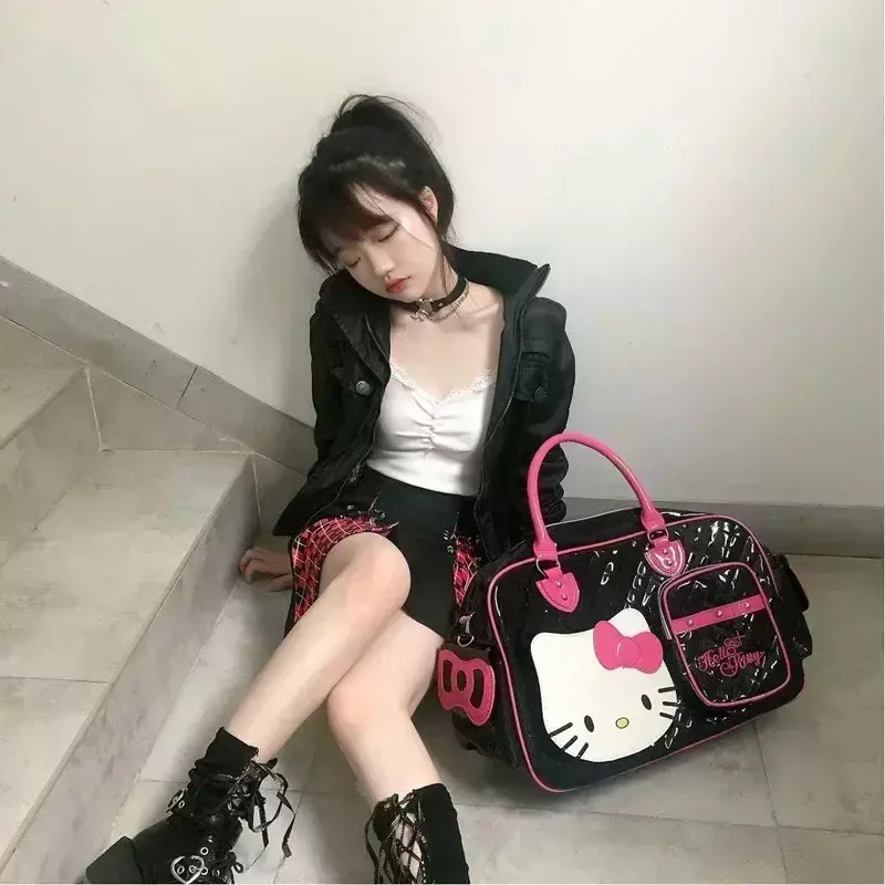 New Sanrio Hello Kitty borsa da viaggio per donna ragazza Cartoon Fashion Pu borsa da viaggio impermeabile ad altissima capacità comoda