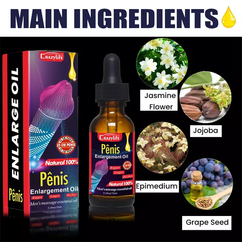 Penis Permanent Thickening, Growth Enlargement Massage Men's Cock Erection Lubricant Lncrease XXL Plant Extracts Massage Oil