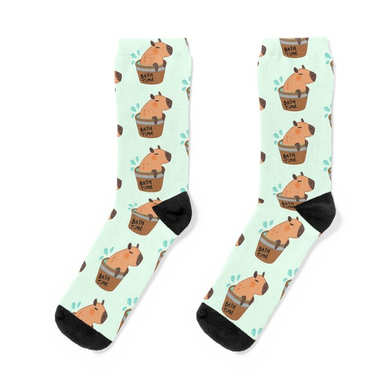 Capybara Bad Zeit Socken Fußball lustige Socke benutzer definierte Rugby Frauen Socken Männer