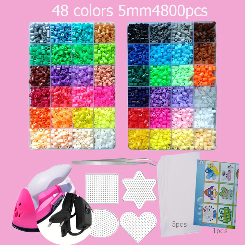 Hama Beads Box Embalagem, Mosaico térmico Ferro Educacional Beads, Engomar Beads, Fuse Beads, DIY, 24, 48, 72 Núcleos, 2.6mm, 5mm
