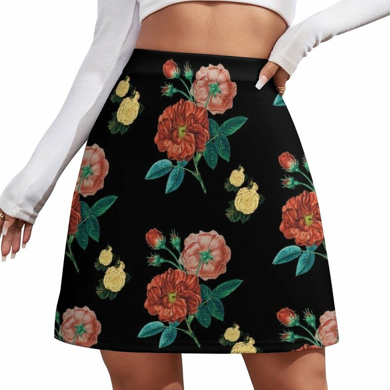Moody flower roses Mini Skirt 90s vintage clothes clothes korean clothes ladies