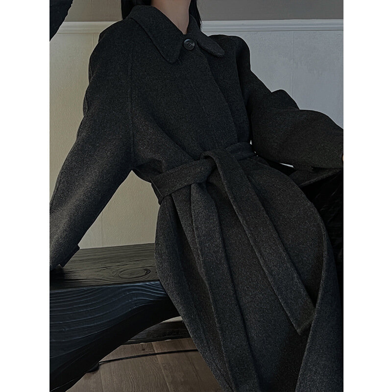 LSAC 2022 FW однотонные офисные женские повседневные роскошные стильные кашемировые женские длинные пальто