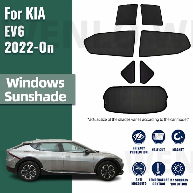 Protetor magnético do pára-sol do carro, Cortina do pára-brisa dianteiro, Proteção UV, Sun Shade, Visor Blinds para KIA EV6 CV 2022 2023 2024