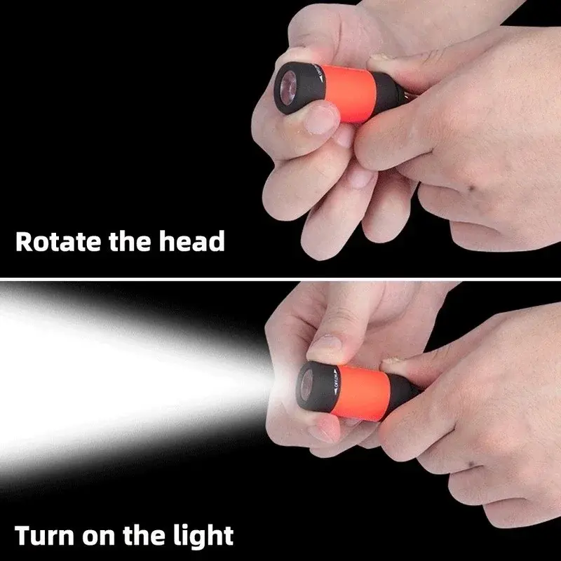 LED 미니 토치 라이트 휴대용 USB 충전식 포켓 키체인 손전등, 방수 야외 하이킹 캠핑 토치 램프 랜턴