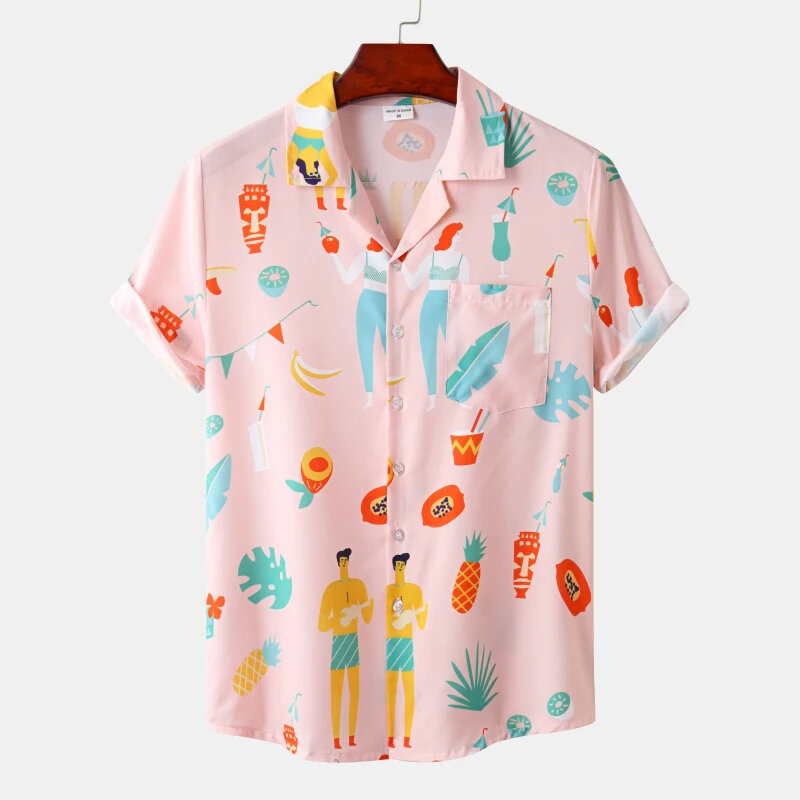 Summer Rainbow Men's Vocation Lapel Camisa Oversized Hawaiian Shirts 3d Print Fashion Men Women Beach Short-sleeved Blouse Tops