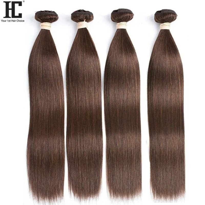 #4 bundel jalinan rambut manusia lurus 1/3/4 buah coklat muda grosir 100% ekstensi rambut manusia 8-32 inci rambut Remy Brasil