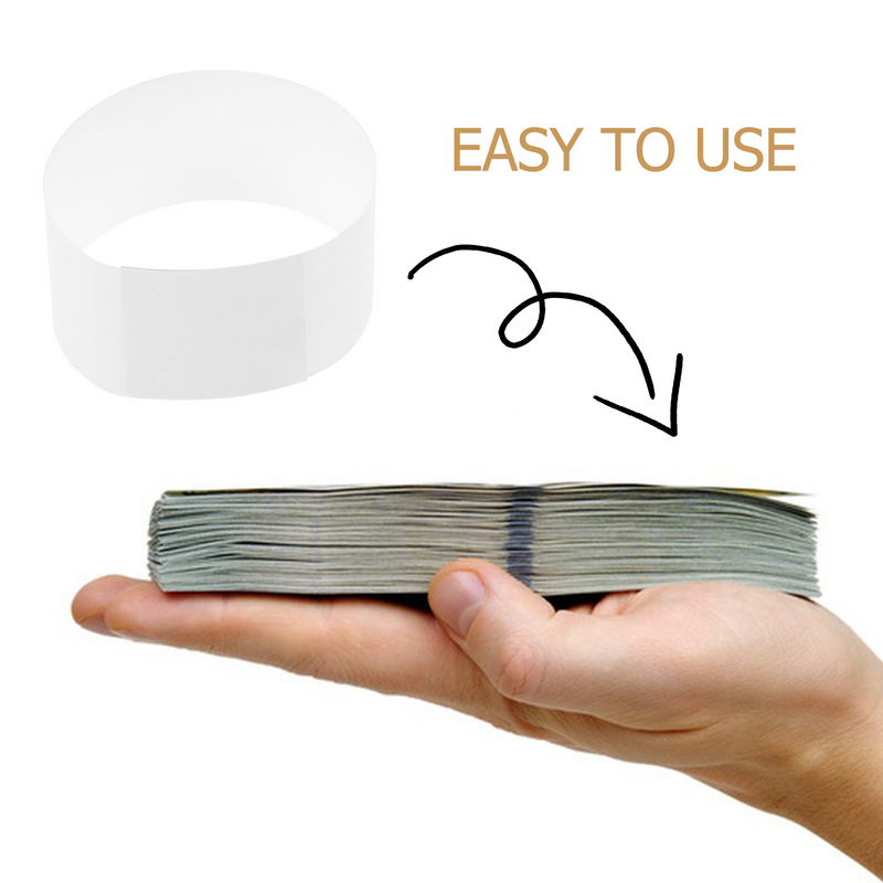 300 Pcs Paper Tape Cash Strapping Money Currency Convenient Bands Dedicated Disposable for Fixing Straps White Wrappers Bills