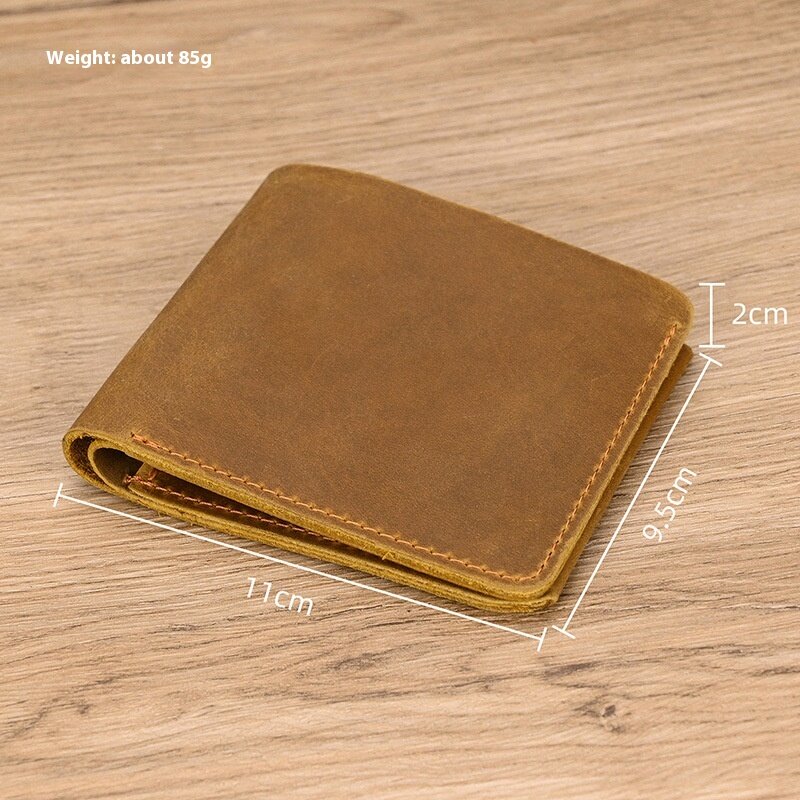 Vintage Leather Short Wallet with Zipper Coin Pocket for Men