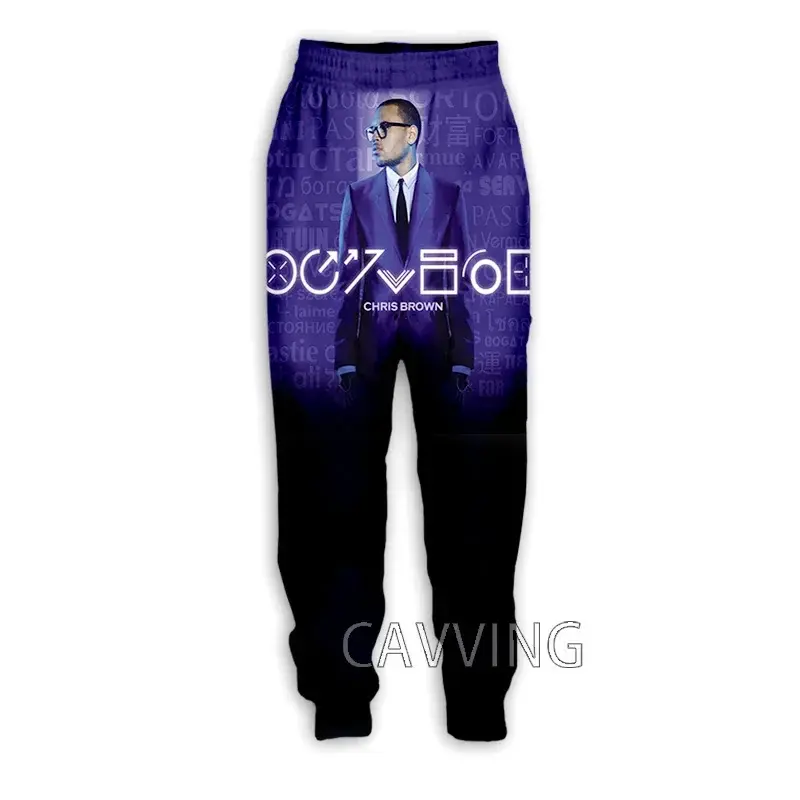 Pantalones de chándal deportivos con estampado 3D para hombre y mujer, pantalón de chándal recto con estampado 3D de rapero, color marrón, P01