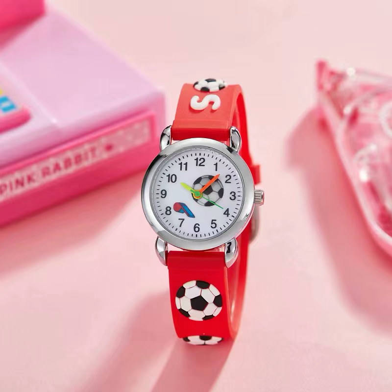 Cute Boys and Girls Quartz Watch Children's 3D Football Sports Watch Strap Fashion Clock Wrist Watch Color Digital dial Watch Gi