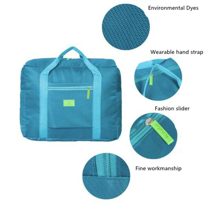 Tas multifungsi portabel lipat, tas perjalanan nilon tahan air kapasitas besar koper tangan bisnis perjalanan