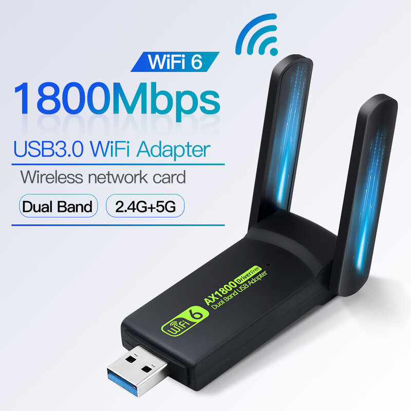 FENVI 1800Mbps Adaptor WiFi 6 USB 3.0 802.11AX 2.4G/5GHz Nirkabel WiFi6 Dongle Kartu Jaringan RTL8832AU Mendukung Win 10/11 untuk PC