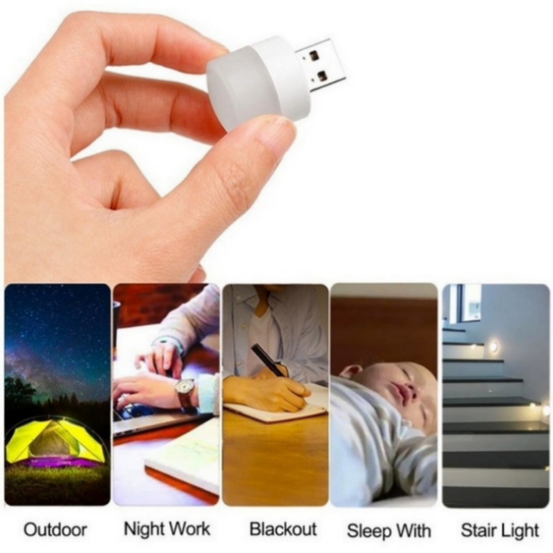 10Pcs Usb Plug Lamp Computer Mobiele Power Opladen Kleine Boek Lampen Led Oogbescherming Leeslamp Ronde Licht Nacht licht