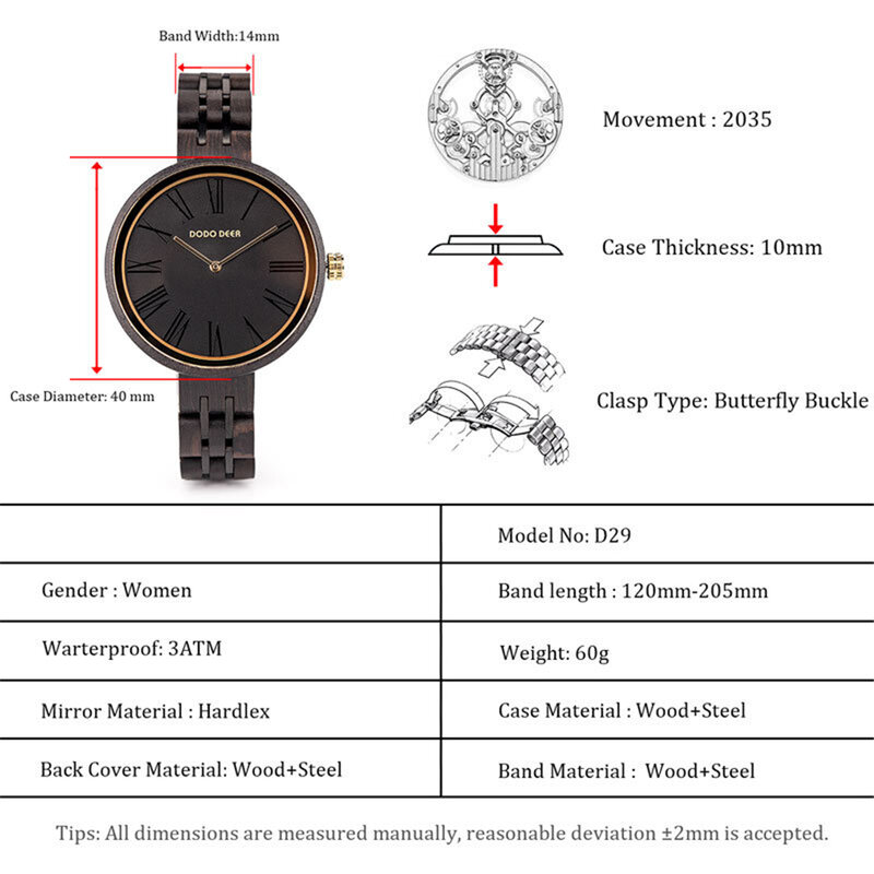 Reloj de pulsera de madera para mujer, regalo de pareja, envío directo