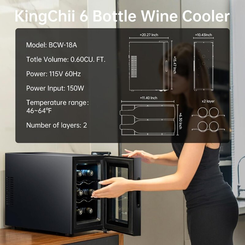 ボトルクーラー電気ワインクーラー、ワイン冷蔵庫、高度な冷却技術、ステンレス鋼および強化ガラス、赤のワイン