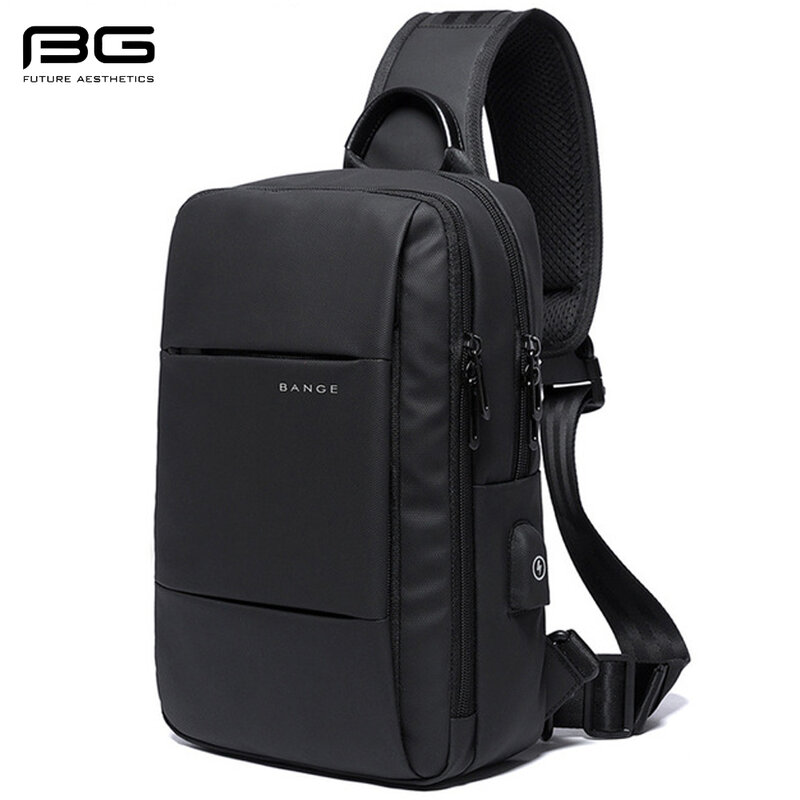 Повседневные мужские сумки BANGE, легкая модная брызгозащищенная нагрудная сумка, Черная мужская сумка через плечо для подростков, дорожная нагрудная сумка