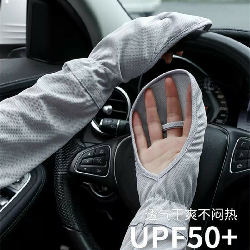 Manga de hielo con protección UV para mujer, guantes de conducción, protección solar, talla grande, para exteriores, novedad de 2024