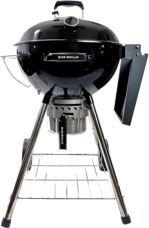 SnS-Easy Spin Grill para cozinhar a carvão de duas zonas, grelhador de chaleira Slow N Sear com inserção Deluxe, baixo