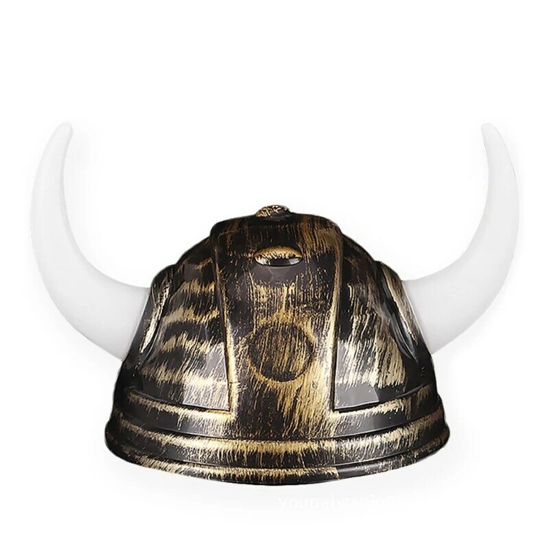 Chapéu de guerreiro romano antigo para festa de Halloween, capacete viking com chifres, traje medieval para adultos