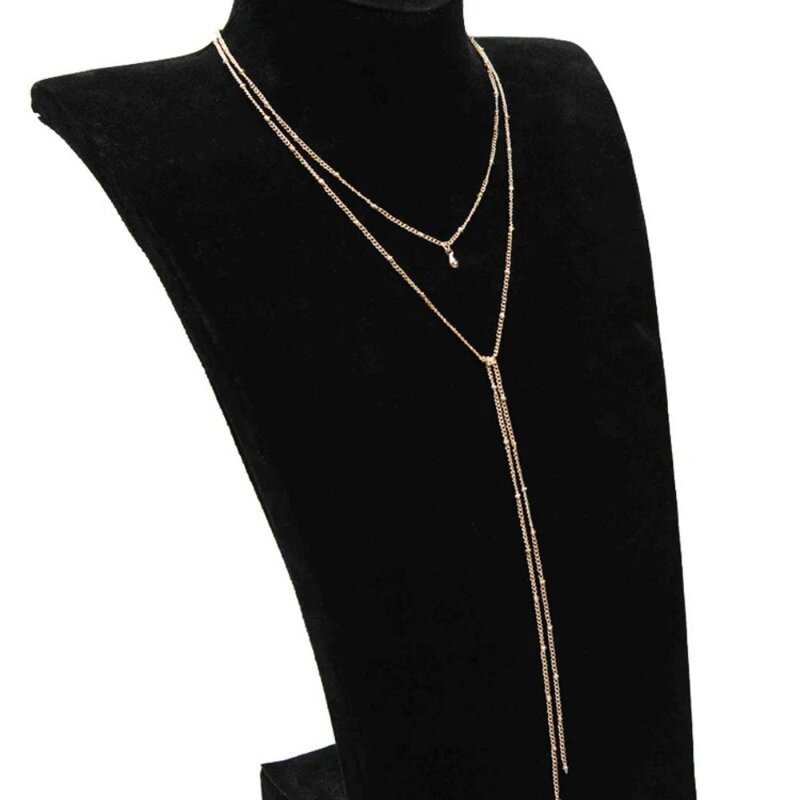 2023 semplice oro argento colore catena collana girocollo perline lunghe nappa Chocker collane per le donne collare Collier Ras Du Cou