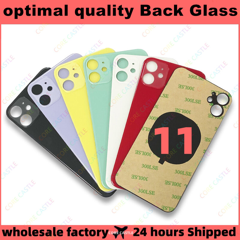 For iPhone 11 Back Glass Panel Battery Cover Replacement Parts best quality size Big Hole Camera Rear Door Housing Case Bezel