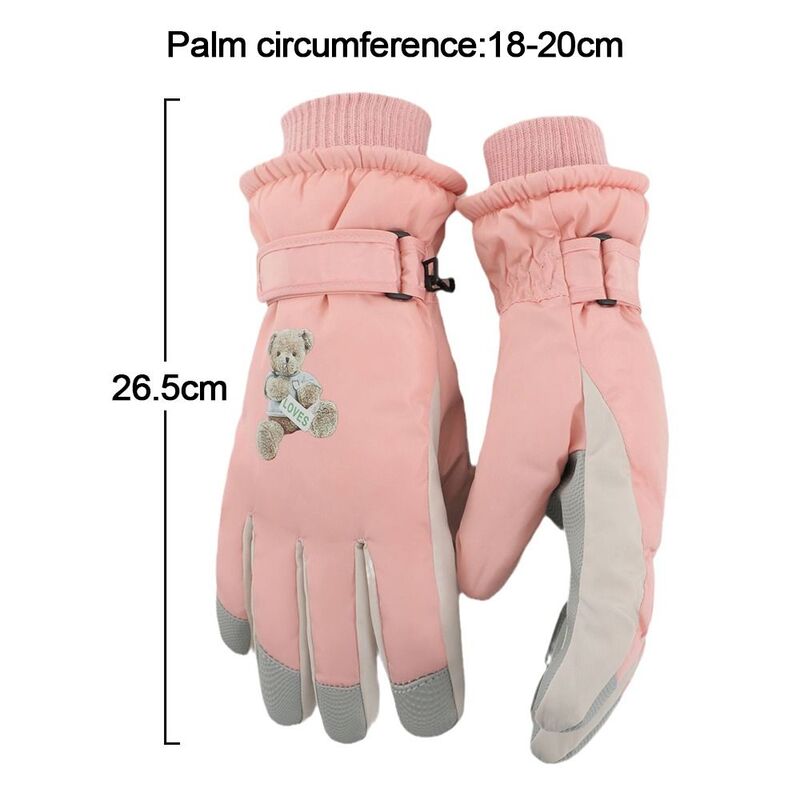 Sarung tangan Ski wanita hangat terbuka, sarung tangan jari tebal penuh Anti selip tahan air layar sentuh musim dingin musim gugur
