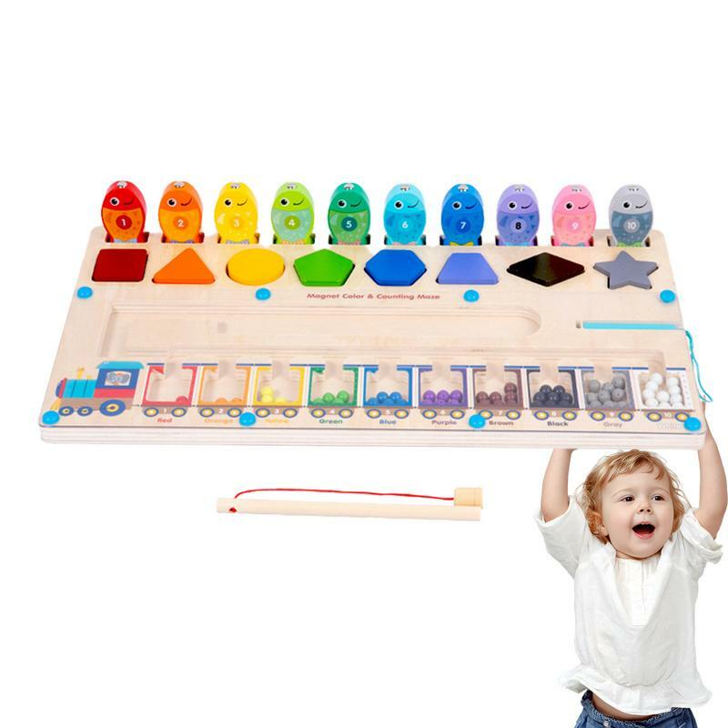 ของเล่นเขาวงกตสีและตัวเลขแม่เหล็ก3 in 1, เขาวงกตสีและจำนวนลูกปัดที่ปลอดภัย Montessori พัฒนาการเรียนรู้สี
