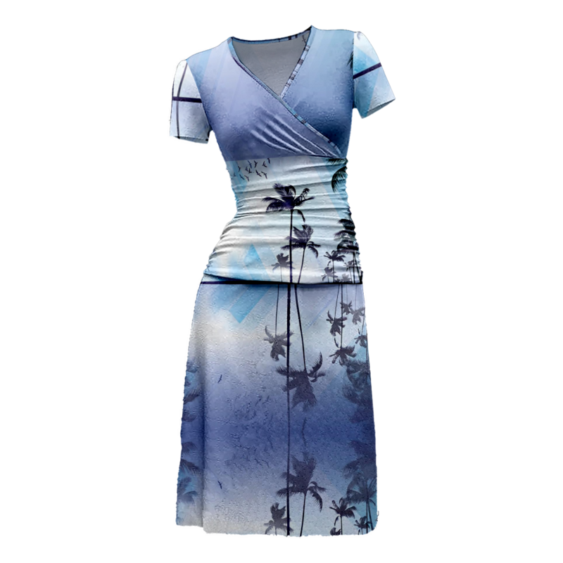 Летнее платье-макси с принтом кокосового дерева, женское платье Y2k с V-образным вырезом, Стильная молодежная Женская одежда, трапециевидная юбка, элегантное платье