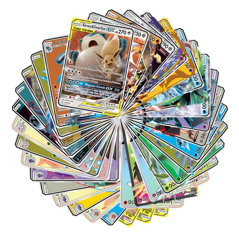 Cartas de Pokémon de 5-300 piezas, cartas en francés, inglés, alemán, italiano, francés, español, con 300 G x 360 V Max VMAX 100 Tag Team